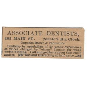 Associate Dentists Main Street Hartford 1886 Newspaper Ad AF7-SS7